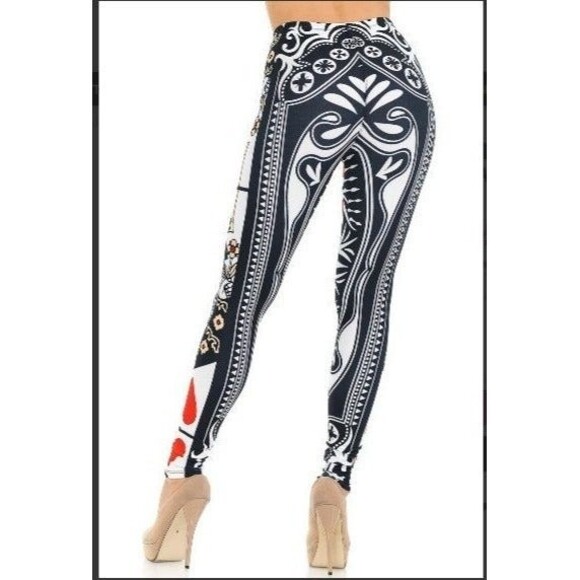 Reg One Size Creamy Soft Women Queen Of Heart Fashion Soft‎ Leggings - Picture 4 of 8